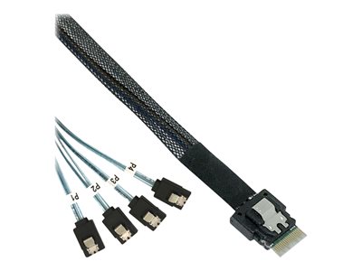 INLINE Slim SAS Kabel SFF-8654 zu 4x SATA 7-pin 12GB/s 0,5m