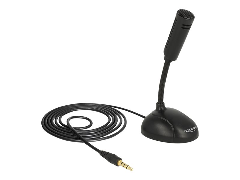 DELOCK Kondensator Mikrofon Omnidirektional für Smartphone / Tablet mit Schwanenhals 3,5 mm 4 Pin Kl