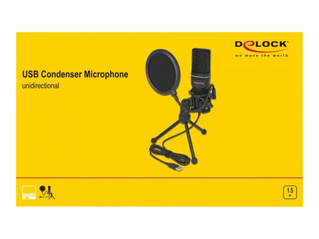 DELOCK USB Kondensator Mikrofon Set - für Podcasting, Gaming und Gesang