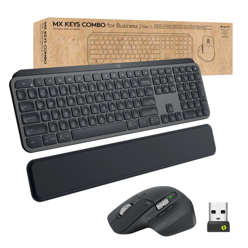 Logitech MX Keys combo for Business Gen 2 Tastatur Maus enthalten RF Wireless + Bluetooth QWERTZ Schweiz Graphit