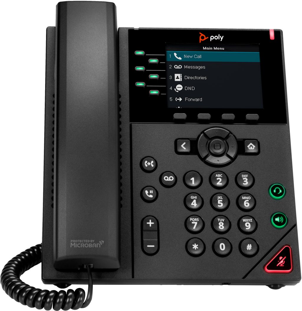 POLY VVX 350 IP-Telefon mit 6 Leitungen und PoE-fähig GSA/TAA