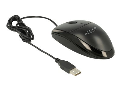 DELOCK Optische 3-Tasten USB Desktop Maus – Lautlos