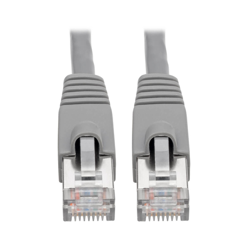 Tripp Lite N262-001-GY Hakenloses, geschirmtes Cat6a STP-Ethernet-Kabel, 10G, (RJ45 Stecker/Stecker), PoE, Grau, 0,31 m