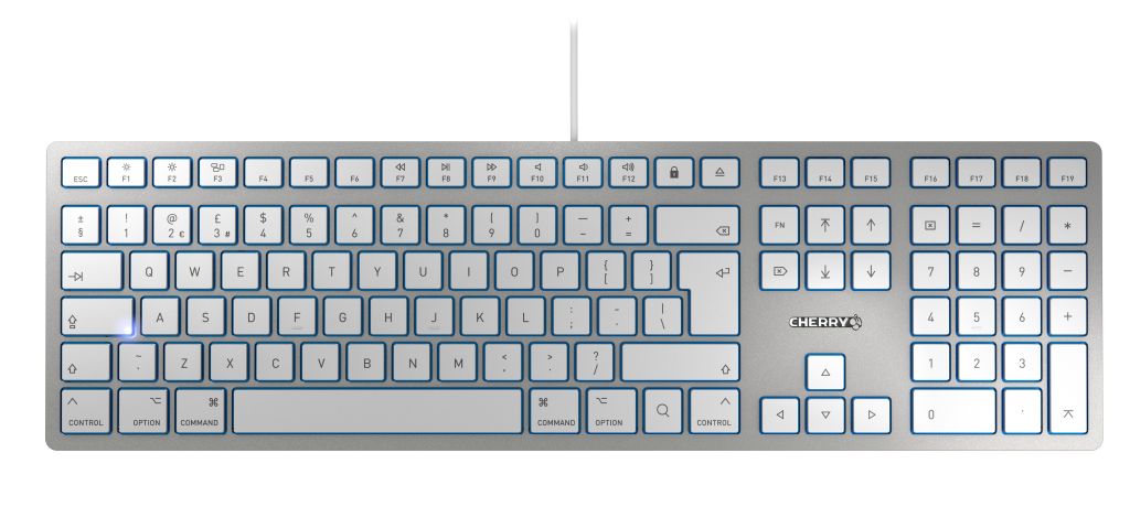 CHERRY KC 6000 SLIM FOR MAC Tastatur USB QWERTY UK Englisch Silber