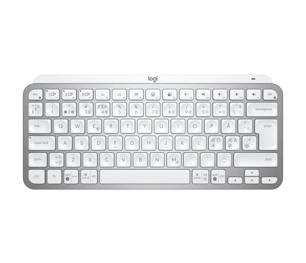 Logitech MX Keys Mini for Business Tastatur Büro RF Wireless + Bluetooth QWERTY Nordisch Aluminium, Weiß