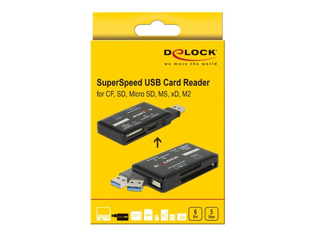 DELOCK SuperSpeed USB Card Reader für CF / SD / Micro SD / MS / M2 / xD Speicherkarten