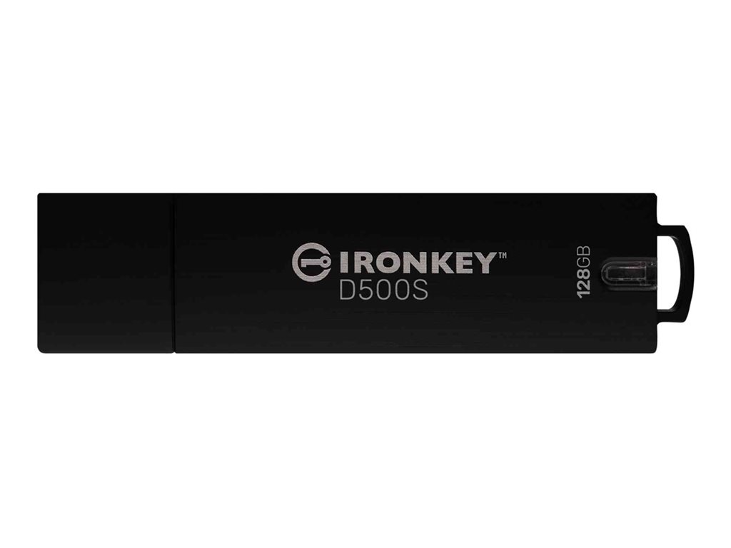 Kingston Technology IronKey 128GB D500S FIPS 140-3 Lvl 3 (ausstehend) AES-256, 128 GB, USB Typ-A, 3.2 Gen 1 (3.1 Gen 1), 260 MB/s, Kappe, Schwarz