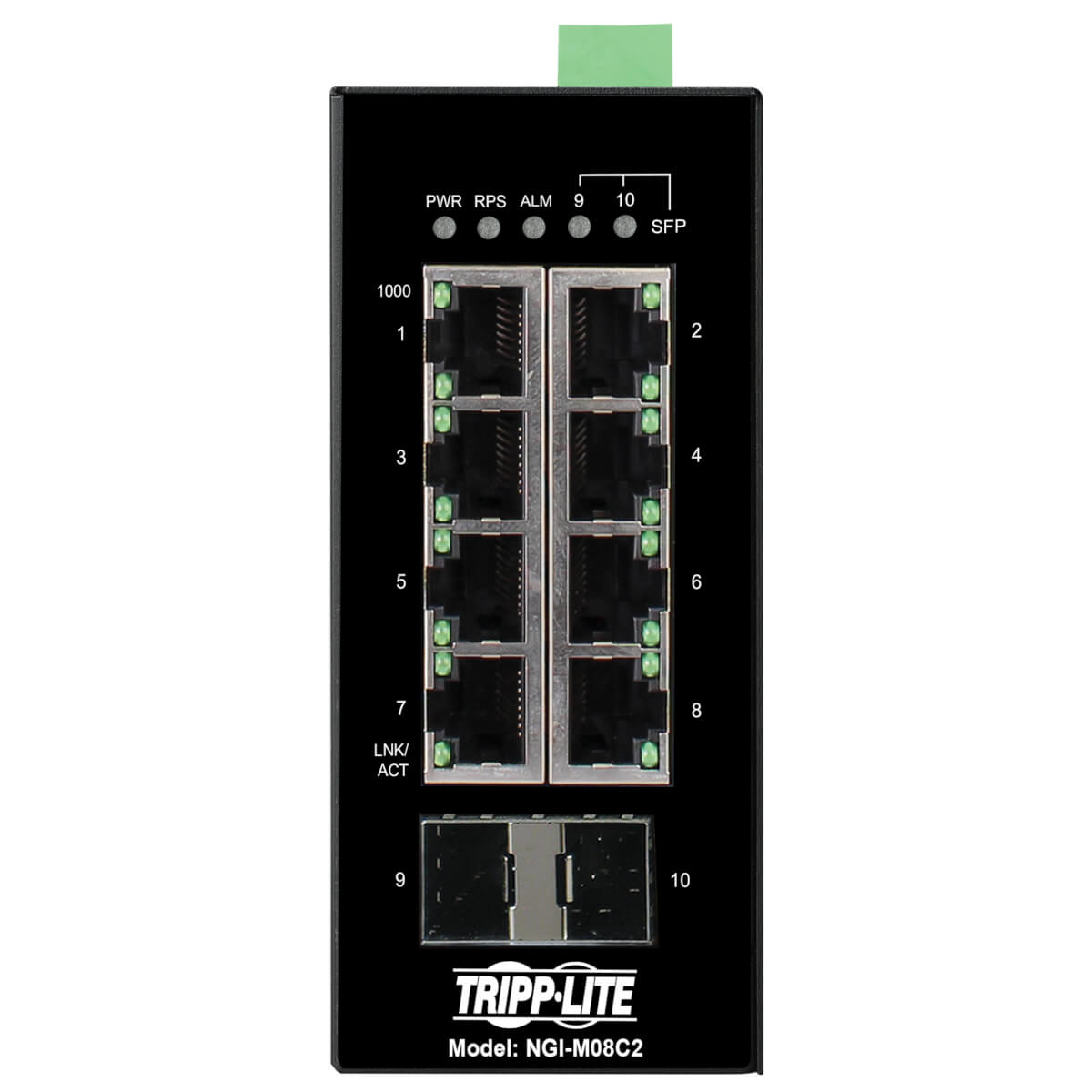 EATON TRIPPLITE 8-Port Managed Industrial Gigabit Ethernet Switch - 10/100/1000mbps -40 to 75 C DIN Mount