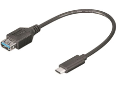 M-Cab USB-C Adapter, C/St - A 3.0/Bu, 0.20m, 0,2 m, USB C, USB A, USB 3.2 Gen 1 (3.1 Gen 1), Männlich/Weiblich, Schwarz