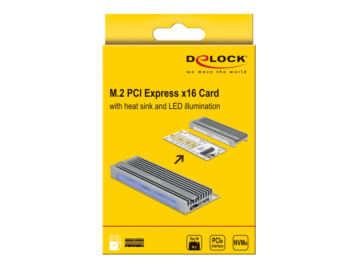 DELOCK PCI Express x16 x1 / x4 / x8 Karte zu 1 x NVMe M.2 Key M mit LED Beleuchtung