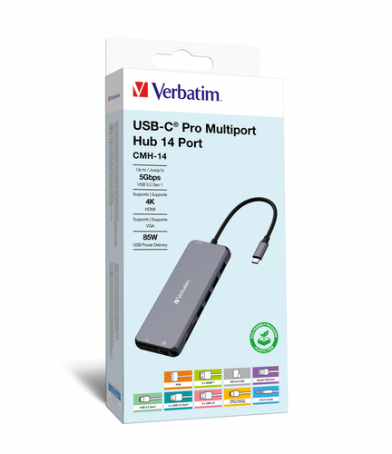 Verbatim CMH-14 USB Typ-C 5000 Mbit/s Silber