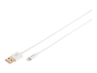 Digitus Lightning auf USB A Daten-/Ladekabel, MFI zertifiziert, 1 m, Lightning, USB A, Weiß, Gerade, Gerade
