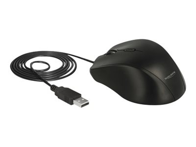 DELOCK Ergonomische optische 5-Tasten USB Maus - Linkshänder