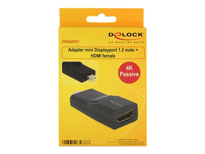 DELOCK Adapter mini Displayport 1.2 Stecker > HDMI Buchse 4K Passiv schwarz