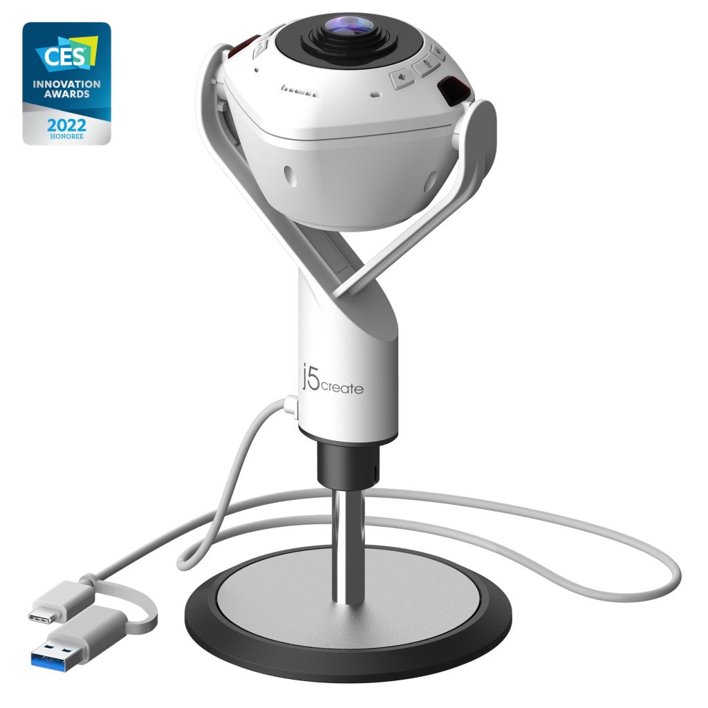 j5create JVU368-N 360°-AI-gesteuerte-Webcam mit Freisprecheinrichtung