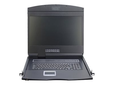DIGITUS Modulare Konsole mit 48,3cm 19Zoll TFT 1 Port KVM & Touchpad ES Tastatur RAL 9005 - schwarz