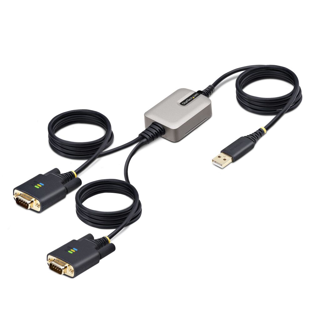 StarTech.com 2P6FFC-USB-SERIAL Kabeladapter USB-A 2 x DB-9 RS-232 Schwarz, Grau