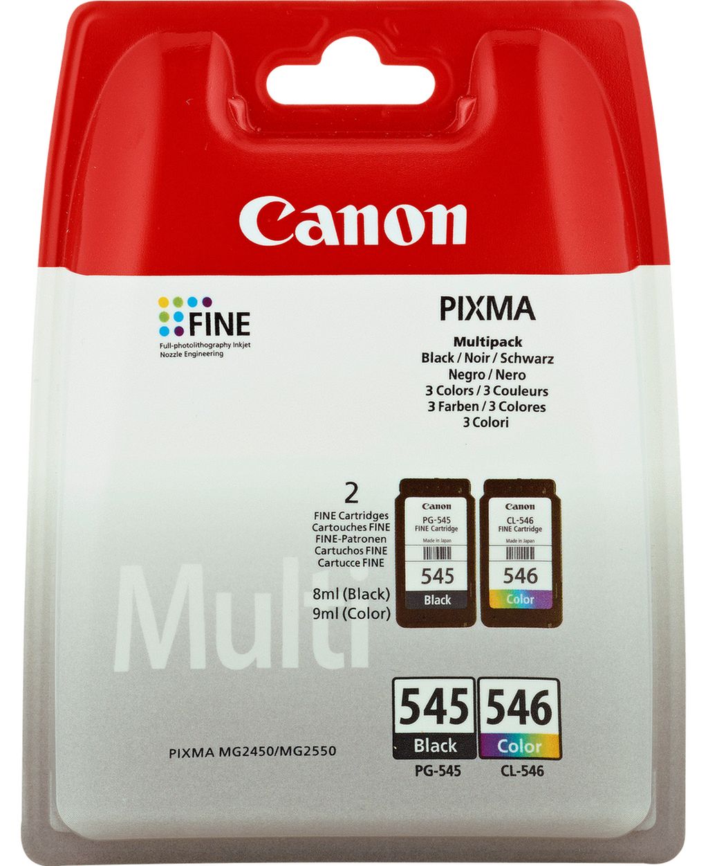 Canon PG-545/CL-546 Multipack Druckerpatrone 2 Stück(e) Original Schwarz, Cyan, Magenta, Gelb