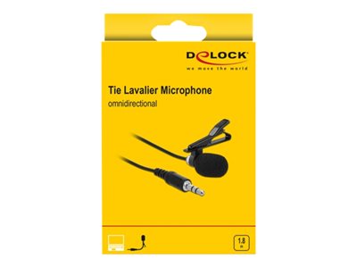 DELOCK Krawatten Lavalier Mikrofon Omnidirektional mit Clip 3,5mm Klinkenstecker 3 Pin + Adapterkabe