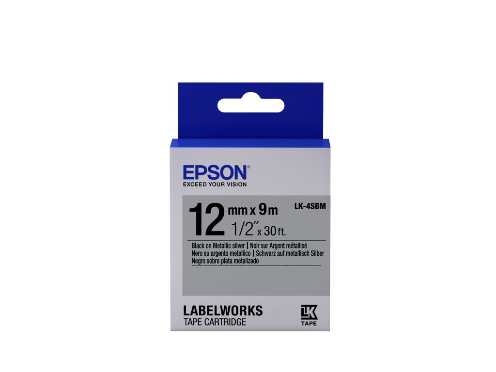Epson Etikettenkassette LK-4SBM - Metallisch - schwarz auf silber - 12mmx9m