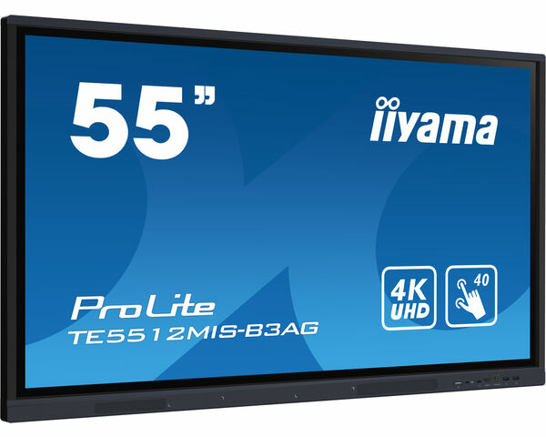 iiyama TE5512MIS-B3AG Signage-Display Kiosk-Design 139,7 cm (55") LCD WLAN 400 cd/m² 4K Ultra HD Schwarz Touchscreen Eingebauter Prozessor Android 8.0 18/7