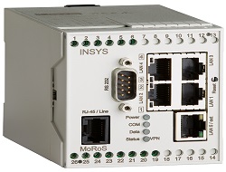 Insys Microelectronics icom MoRoS Modem, Wählleit.-Router, 56 Kbit/s, IEEE 802.3, -20 - 55 °C, 0 - 95%, 10 - 60 V DC, 110 x 70 x 75 mm