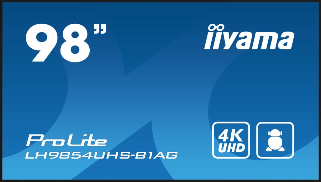 iiyama LH9854UHS-B1AG Signage-Display Digital Signage Flachbildschirm 2,48 m (97.5") LCD WLAN 500 cd/m² 4K Ultra HD Schwarz Eingebauter Prozessor Android 11 24/7