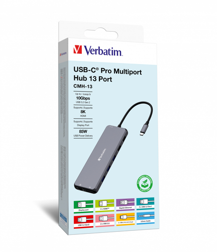 Verbatim CMH-13 USB Typ-C 10000 Mbit/s Silber