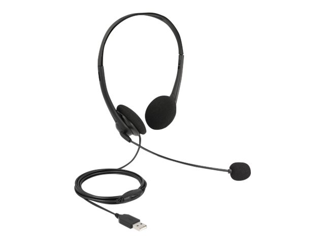 DELOCK USB Stereo Headset mit Lautstärkeregler für PC und Notebook