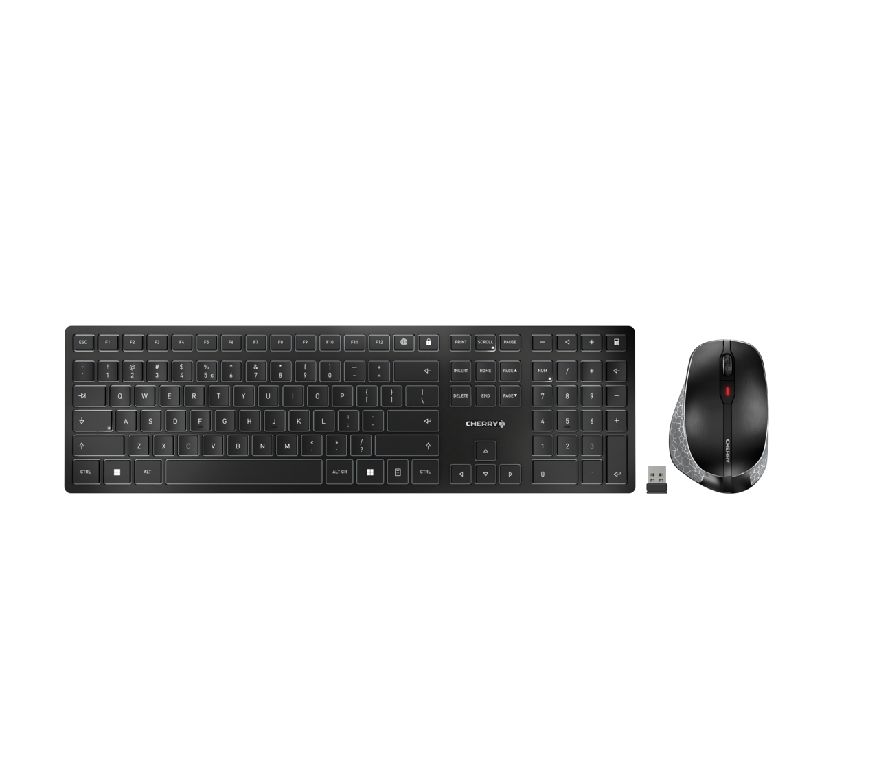 CHERRY DW 9500 SLIM Tastatur Maus enthalten Universal RF Wireless + Bluetooth QWERTY Englisch Schwarz, Grau