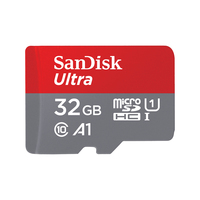 SanDisk Ultra microSD, 32 GB, MicroSDHC, Klasse 10, UHS-I, 120 MB/s, Grau, Rot                      