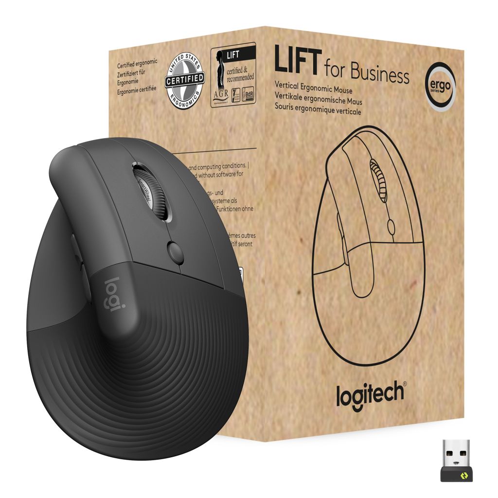 Logitech Lift for Business Maus rechts RF Wireless + Bluetooth Optisch 4000 DPI
