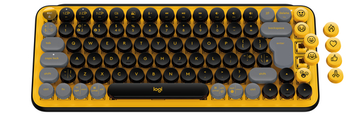 Logitech POP Keys Wireless Mechanical Keyboard With Emoji Keys Tastatur RF Wireless + Bluetooth AZERTY Französisch Schwarz, Grau, Gelb