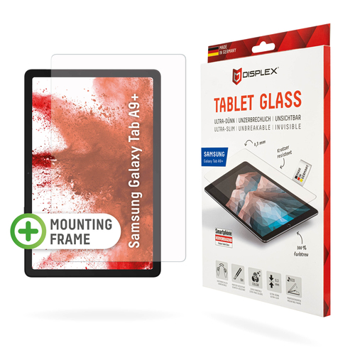Displex Tablet Glass (9H) für Samsung Galaxy Tab A9+, Eco-Montagerahmen L-Form, unzerbrechlich