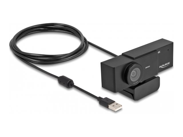 DELOCK USB UHD Webcam mit Mikrofon 4K 30 Hz 110 Blickwinkel und Stativ