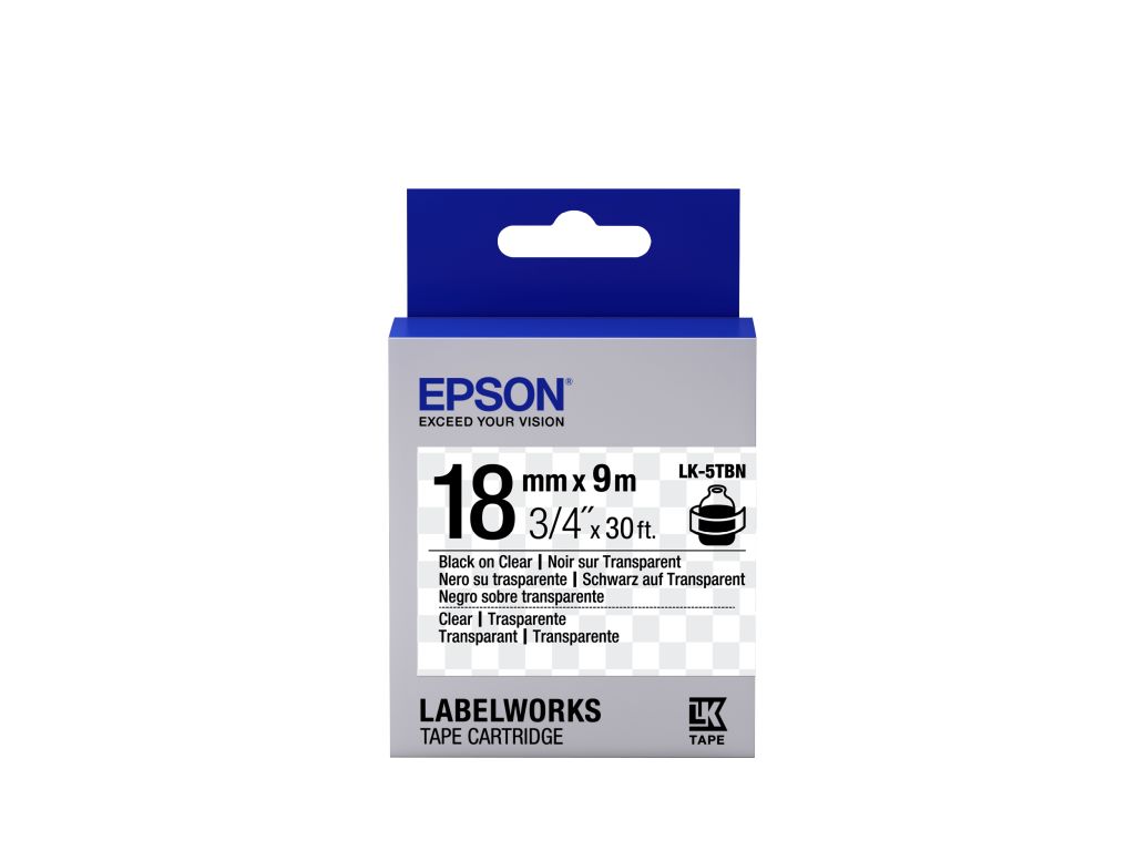 Epson Etikettenkassette LK-5TBN - Transparent - schwarz auf transparent - 18mmx9m