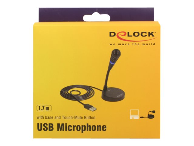 DELOCK USB Mikrofon mit Standfuss und Touch-Mute Taste