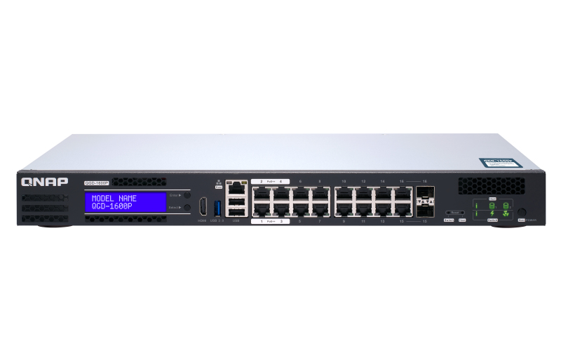 QNAP QGD-1600P-8G QGD-1600P 16x 1GbE PoE ports mit 2x RJ45 and SFP+ combo ports